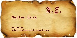 Malter Erik névjegykártya